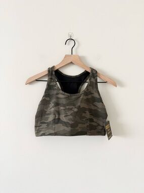 NWT Til You Collapse Strappy Back Sports Bra in Green Camo Size XL